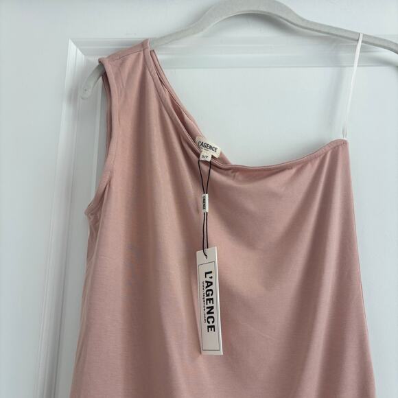 NWT L'AGENCE Dina One Shoulder Bodysuit SP Neutral Rusting Brown Essential Basic - Picture 3 of 9